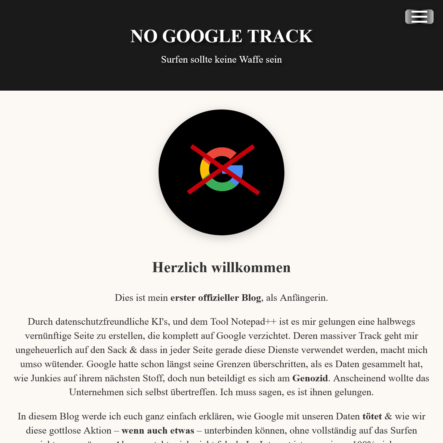 NO GOOGLE TRACK Projekt
